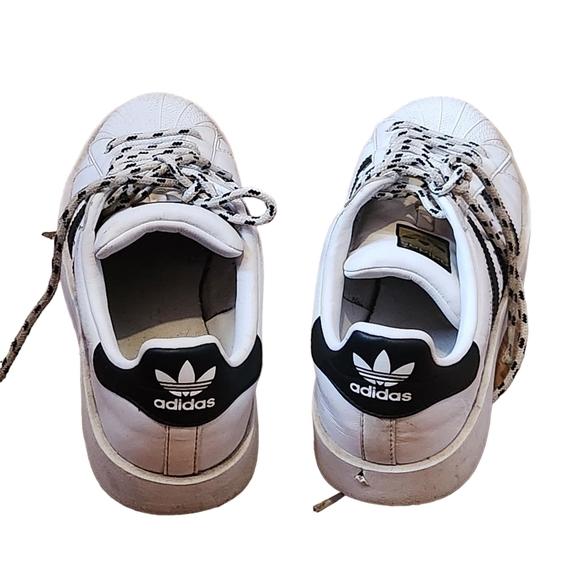 Adidas Superstar original white black gold metallic striped pull-on sneaker shoe - Picture 5 of 10